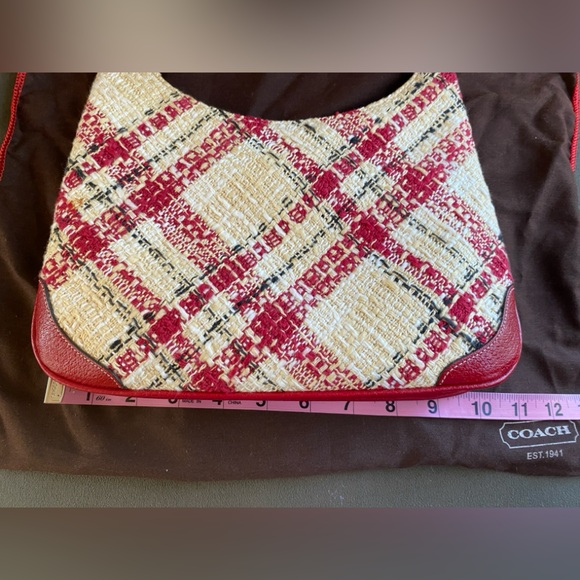 COACH Vintage Y2K Faylyn Tweed Plaid Shoulder Bag, Red Leather Trim, RARE!
SMALL - Picture 11 of 16